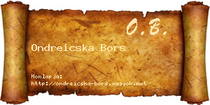 Ondreicska Bors névjegykártya